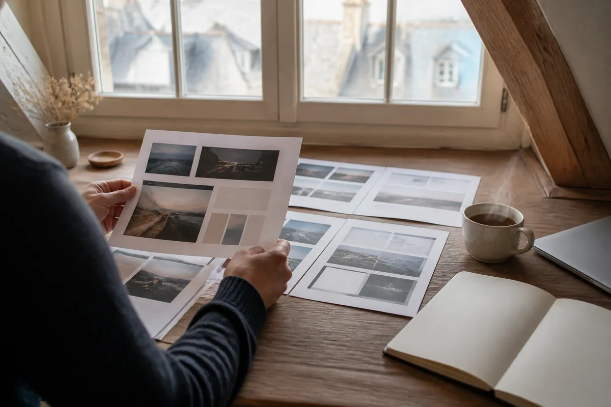 Client examinant plusieurs propositions de création de site web