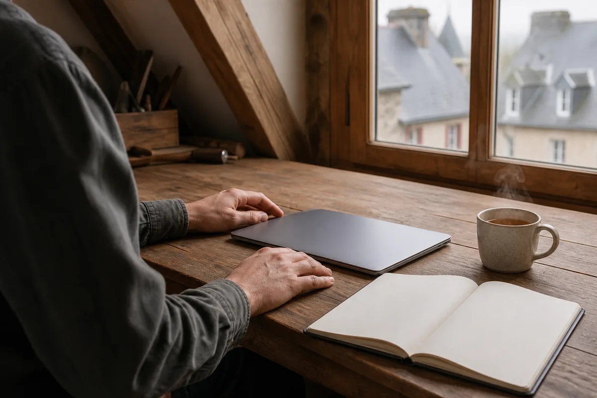 Artisan mettant à jour lui-même les pages de son site